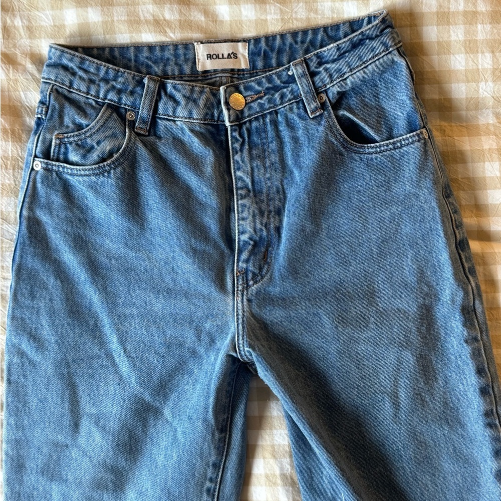 Rolla's High Rise Straight Blue Jeans - Picture 2 of 4